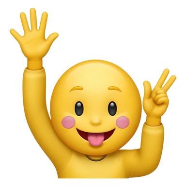 a emoticon with the tongue out, holding up both hands in a shape of an L sticker