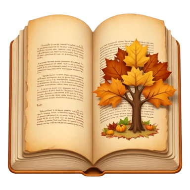 open book, beige and brown colours, autumn vibe sticker