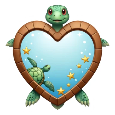 Heart shaped Mirror with turtle and stars sticker