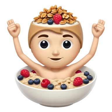 Breakfast bowl with a face on it and arms and legs ready for gym sticker