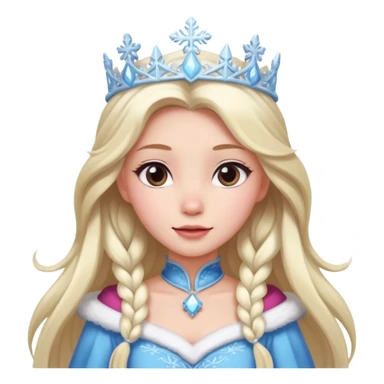 snow princess with long hair wearing snow chirsmas clothes looking at the front sticker