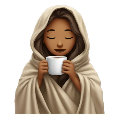 girl inside a blanket sipping coffee eyes closed sticker