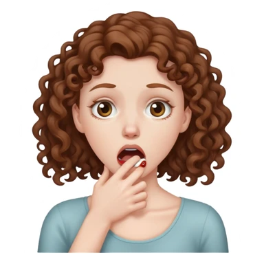 White girl with brown curly hair choking self sticker