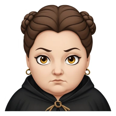 Alecto Carrow in harry potter, a white fat woman , one knot bun brown hair, look evil, black cloak sticker
