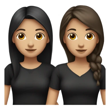 two girls hugging one has long dark hair, the other has short brown hair, they are wearing black clothes sticker