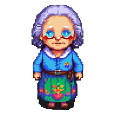 old woman pixel art sticker