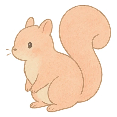 cute pastel squirrel silhouette, Japanese hand-drawn style, full object, transparent background sticker