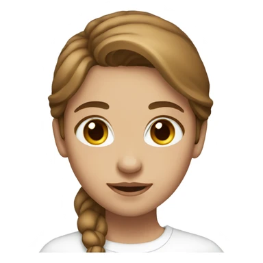 A girl with medium light brown hair with brown eyes and a white long sleeve shirt sticker