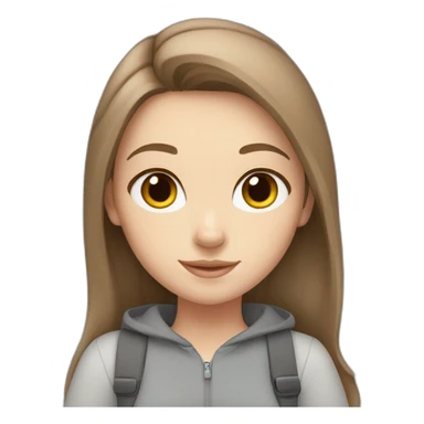 white girl with brown hair with a gray cat sticker