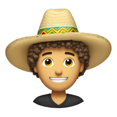 curly hair white man with sombrero with his arm up with number 1 sticker