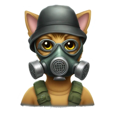 Kitty with Gas Mask sticker