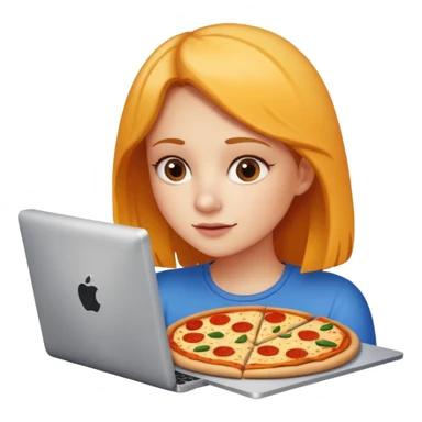 a girl looking in her computer and in the ocmputer you can see food so sho the computer screen sticker