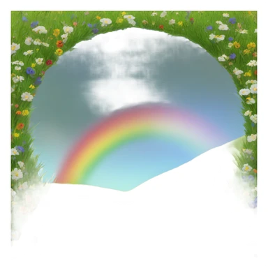 Rainbow over a meadow  sticker