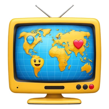 Tv with an globe with emojis sticker