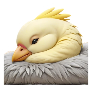 Meme-Worthy Cute Sleeping Cockatiel Portrait Emoji, Head resting peacefully with a contented smile, showcasing a delicate, slender build and a luxuriously soft grey fur with gentle yellow accents, eyes shut in a serene nap, Simplified yet hilariously adorable features, highly detailed, glowing with a soft, drowsy light, high shine, relaxed and utterly lovable, stylized with an air of playful laziness, bright and heartwarming, soft glowing outline, capturing the essence of a comically sleepy cockatiel, so meme-worthy it feels like it could instantly become the next viral sensation of adorable slumber! sticker