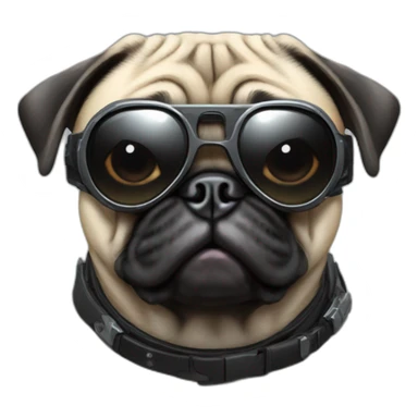 pug with black sunglasses and wearing a cyberpunk suit sticker