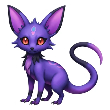 Rare epic aesthetic iridescent spooky gloomy colorful Salandit-Zorua-Espeon-Genet-species-Fakemon-hybrid-creature, with markings, full body sticker