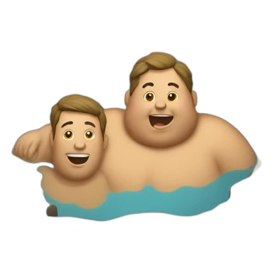 two fat men in a mud pool sticker