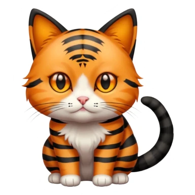 small black and orange cat. amber eyes. full body.  sticker