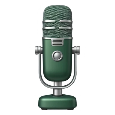 A dark green radio microphone, positioned straight, with light beige inserts instead of gold, in apple style emojis. sticker