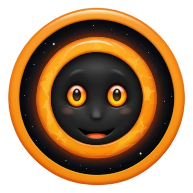 make a blackhole, accretion disk and all, with an orange smiley face, black head, orange ring, orange eyes, orange mouth, no other details sticker