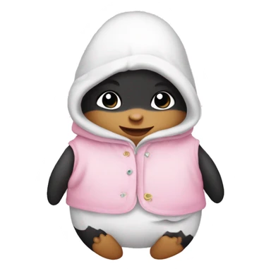 Baby pingvin with baby pink clothing  sticker