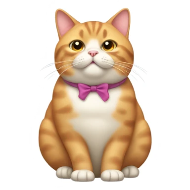 Fat cat with bow in its ear sticker