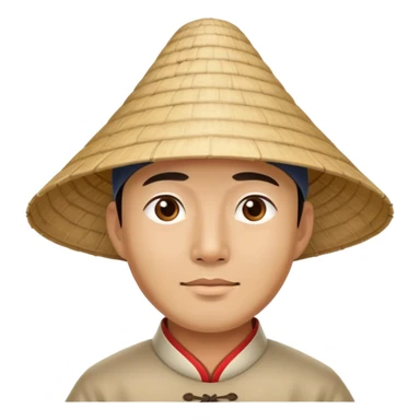 man with Chinese cap, traditional Asian conical hat sticker