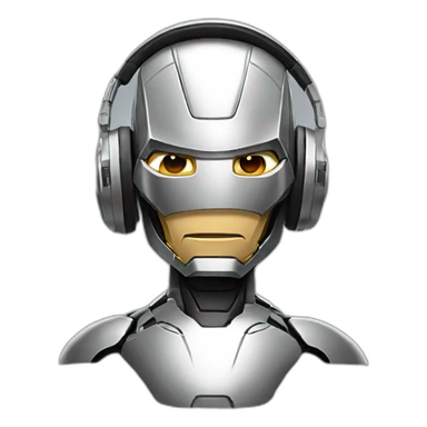 ironman wearing futuristic silver headphones sticker