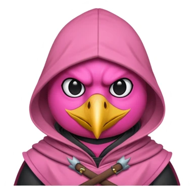 bird warrior with hood, pink sticker