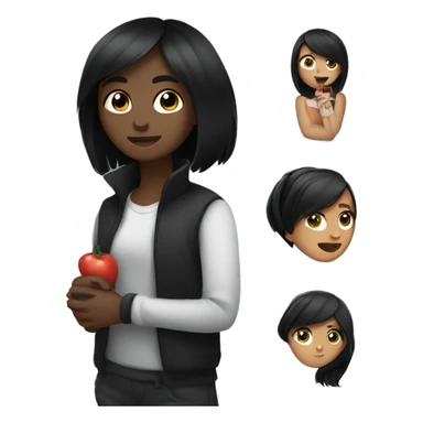 Dark-haired girl with a black dashushd in her hands sticker