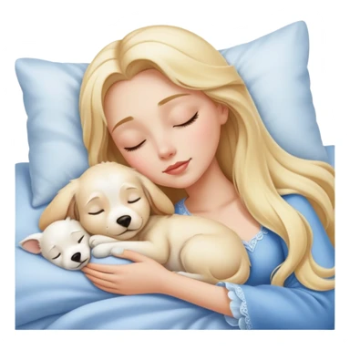 Sleeping beauty bed white puppy sticker