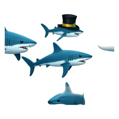 Shark with tophat in corals with turte sticker