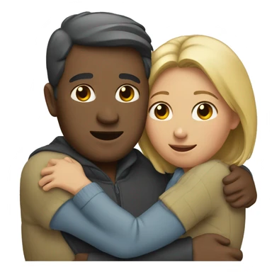 A man huggings with his wife sticker