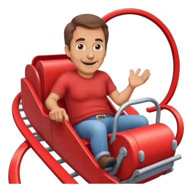 60 year old man no facial hair with brown hair some gray riding a red roller coaster  sticker