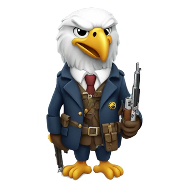 bald eagle smoking cigarette holding rifle sticker