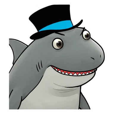 Shark with a top hat sticker