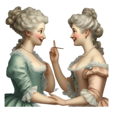 Painting of two rococo women chatting sticker