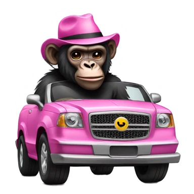 Pink gorilla in black convertible smoking sticker