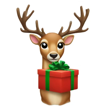 Deer with Christmas present  sticker