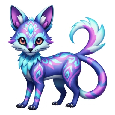Icy floral shiny colorful neon bright vibrant patterned Genet-Absol-Zeraora-Primagen-fusion-creature  sticker