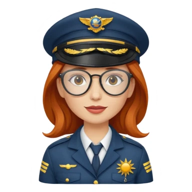 pilote d'avion femme rousse avec lunette de soleil et chapeau de pilote sticker