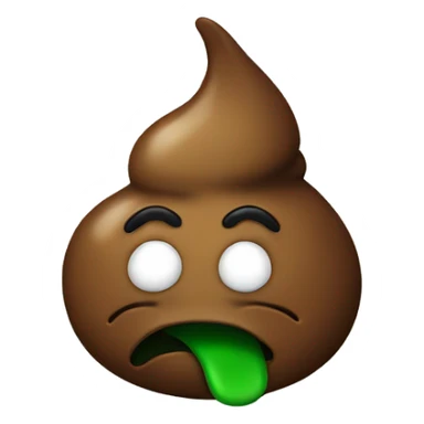 Poop head with green tongue sticker