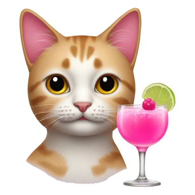 Cat with pink coctail sticker