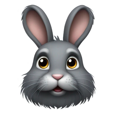 Dark Gray fluffy rabbit sticker