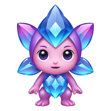 kawaii chibi style crystal sprite creature that is purple, blue, and pink  sticker