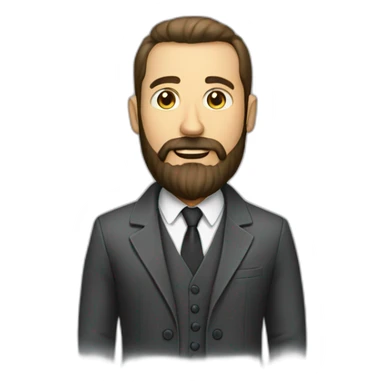 A full body man image with coat and suite having long beard and great attitude with his face sticker
