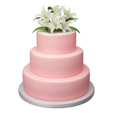 Pastel pink shaped wedding cake with and white lilies on top sticker