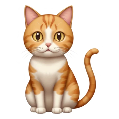 full body white, ginger and brown tabby calicio cat with skinny head and fat body with an anxious face sticker