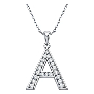 Diamond necklace with the letter A in cursive pendant  sticker